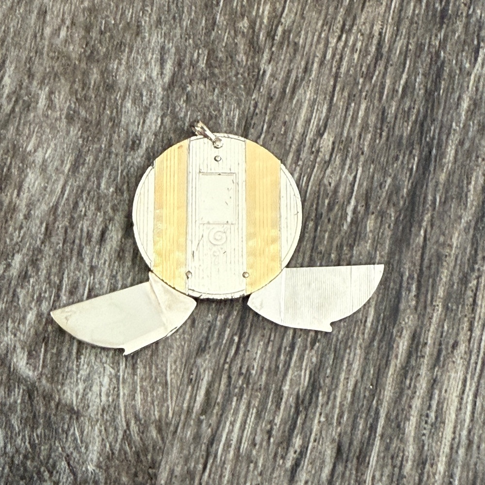Vintage Art Deco Sterling + 14k Gold Knife Pendant Fob, Cigar Cutter, Hickock